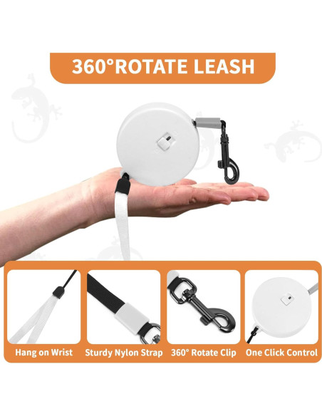 Juego de Arnés y Correa Retráctil VOXGET para Reptiles - Negro