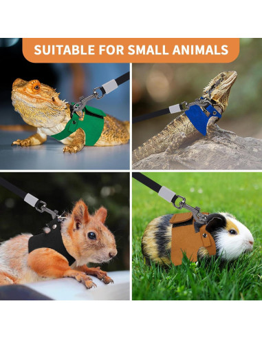 Juego de Arnés y Correa Retráctil VOXGET para Reptiles - Negro