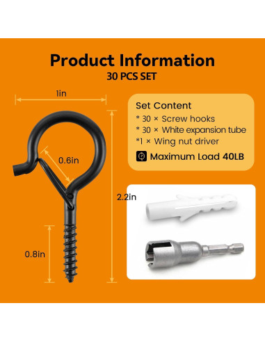 Ganchos Q-Hanger TAIHUIMY 30 Pcs con Hebilla de Seguridad 18 kg