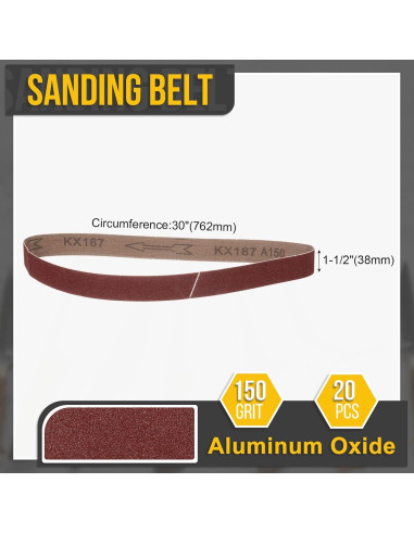 Cinta de Lijado 38mm x 762mm 150 Grano CoCud - 20 Pcs