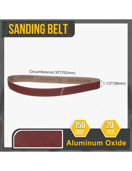 Cinta de Lijado 38mm x 762mm 150 Grano CoCud - 20 Pcs