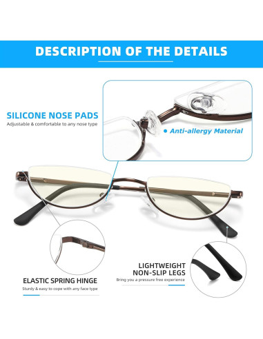 Gafas de Lectura TOVEEN 2 Piezas Anti Luz Azul UV400