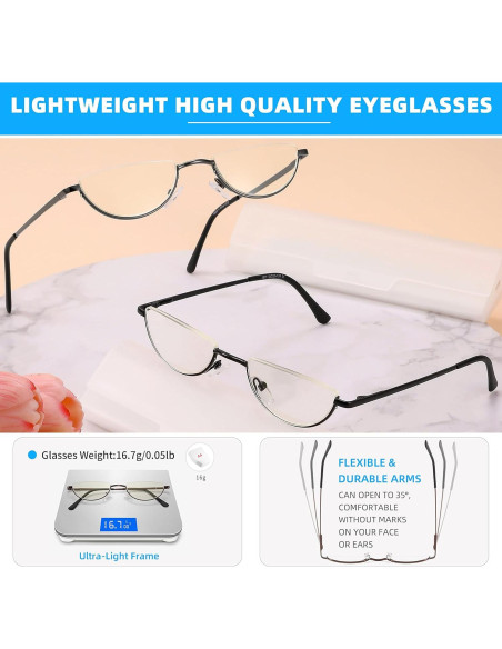 Gafas de Lectura TOVEEN 2 Piezas Anti Luz Azul UV400