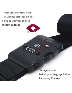 Correa de Equipaje TSA WYMAMJK Ajustable 50-86 cm Negra 2