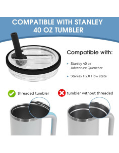 Tapa a Prueba de Fugas con Popote Plegable Pispoer 40 oz - Negro 2 Pack 2