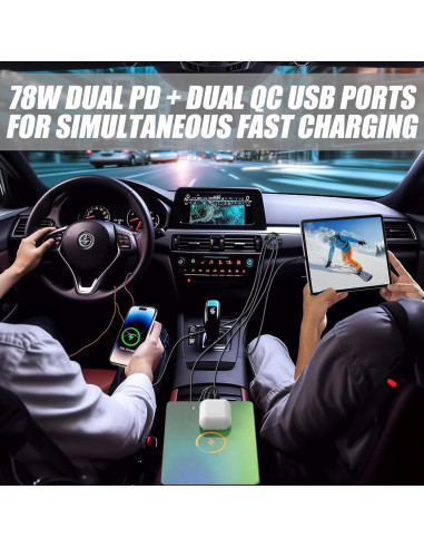 Cargador USB 12V HCGZHEN 4 Puertos con Voltímetro LED