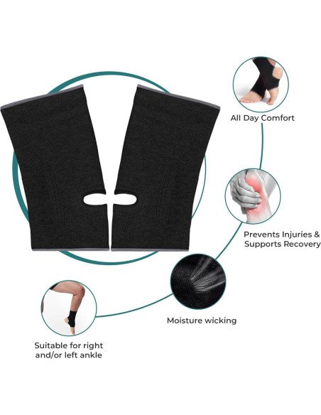 Manga de Soporte para Tobillo NEOTech Care - Compresión Media - Color Negro - Tamaño S