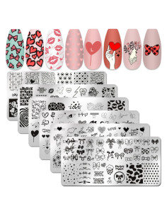 Placas de Estampado de Uñas San Valentín 6 Piezas FaCai