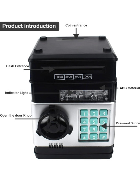 Banco de Ahorro Electrónico Cargooy WF-3001 Negro para Niños