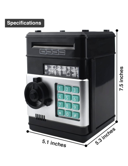 Banco de Ahorro Electrónico Cargooy WF-3001 Negro para Niños