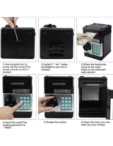 Banco de Ahorro Electrónico Cargooy WF-3001 Negro para Niños