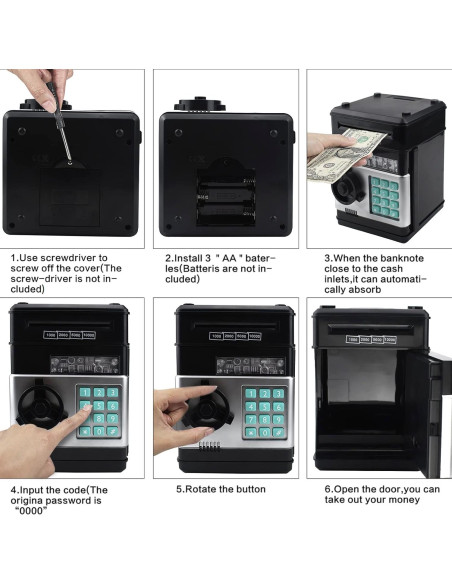 Banco de Ahorro Electrónico Cargooy WF-3001 Negro para Niños