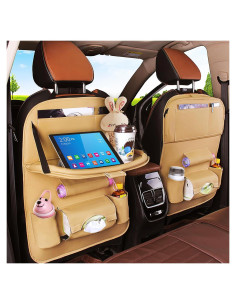 Organizador de Asiento Trasero de Coche TooCust 2 Paquetes Beige