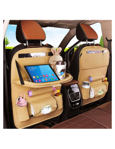 Organizador de Asiento Trasero de Coche TooCust 2 Paquetes Beige