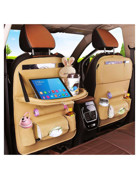 Organizador de Asiento Trasero de Coche TooCust 2 Paquetes Beige