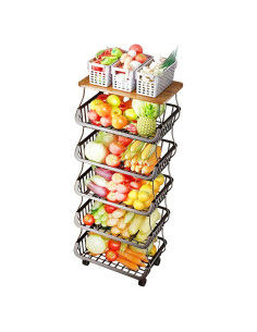 Carro de Almacenamiento MURRI&MURRDI 6 Niveles con Tapa de Madera