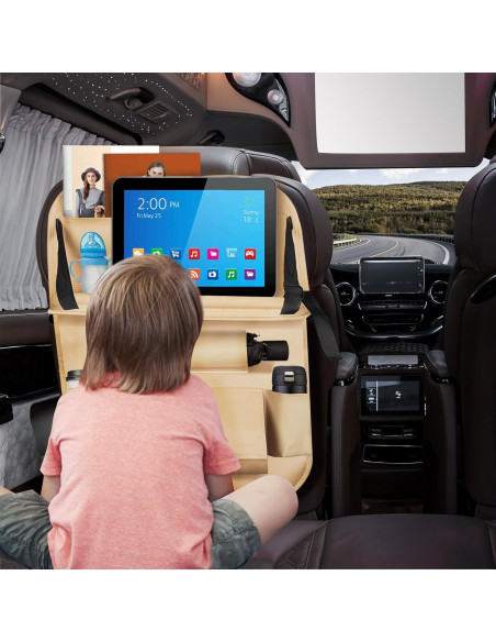 Organizador de Asiento Trasero de Coche TooCust 2 Paquetes Beige