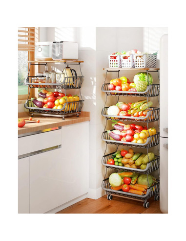 Carro de Almacenamiento MURRI&MURRDI 6 Niveles con Tapa de Madera