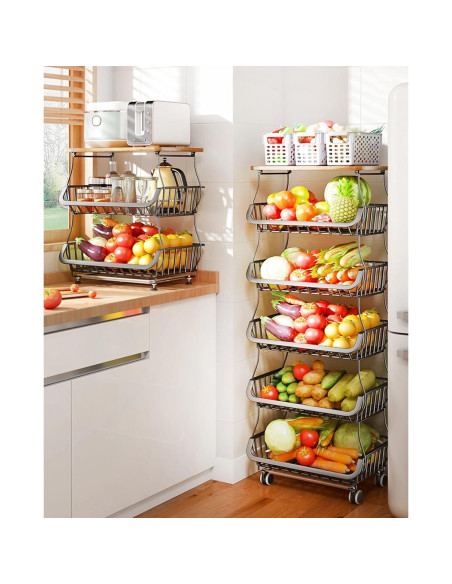 Carro de Almacenamiento MURRI&MURRDI 6 Niveles con Tapa de Madera