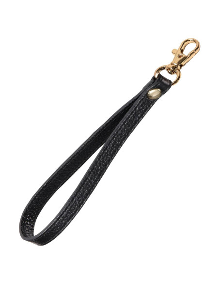 Correa de Muñeca de Cuero Genuino Negra para Cartera y Teléfono