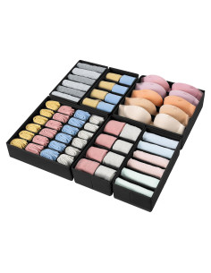 Organizadores de Cajones DIMJ - 6 Paquete 57 Celdas Negro