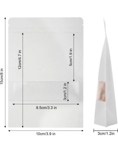 50 Bolsas Reutilizables Blisstime Papel Kraft Blanco 9.9x14.9cm 2