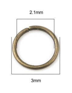200 Anillas de Salto Bronce Antiguo HDSupplies 3mm 0.5mm 2