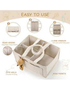 Organizador de Pañales para Bebés YIT-Teenyyou 2 Pcs Beige 35x25x18cm 2