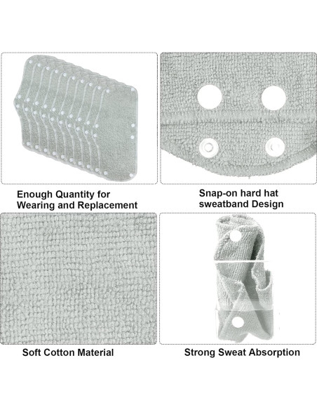 Banda Absorbente para Casco Jmkcoz 10 Piezas Algodón Gris