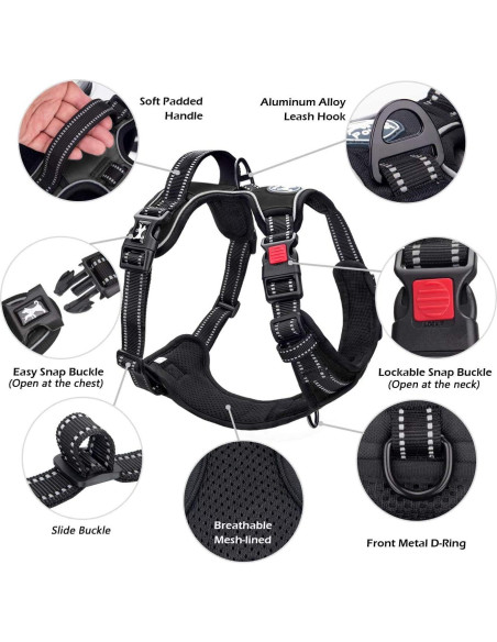 Arnés para Perros PoyPet XS Negro Reflectante Sin Tirones Arnés para Perros PoyPet XS Negro Reflectante Sin Tirones