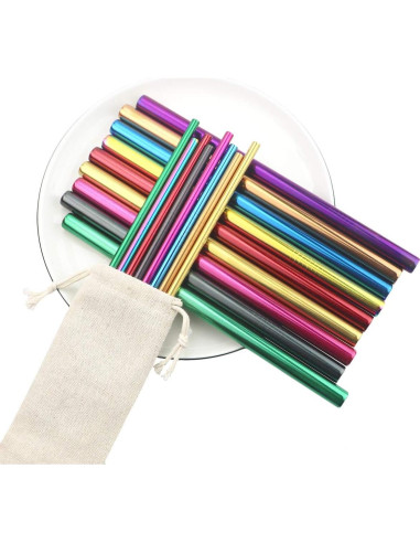 Set de Popotes de Metal Reutilizables Gugrida 3 Piezas - Acero Inoxidable