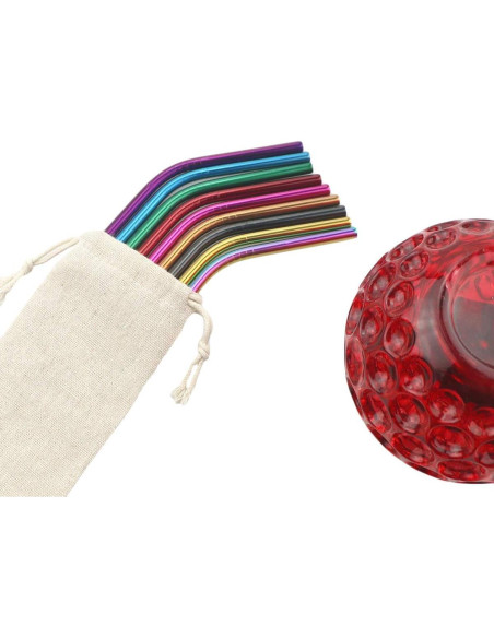 Set de Popotes de Metal Reutilizables Gugrida 3 Piezas - Acero Inoxidable