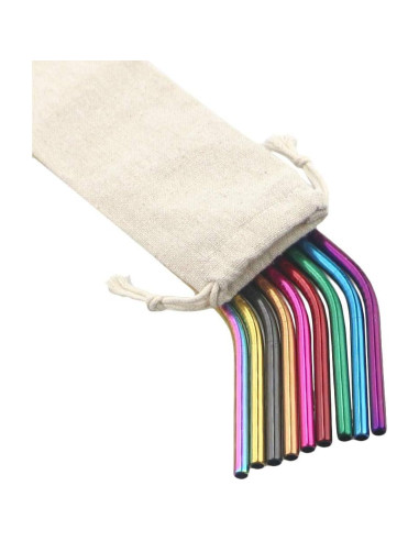 Set de Popotes de Metal Reutilizables Gugrida 3 Piezas - Acero Inoxidable