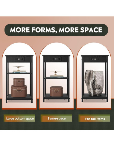 Mesa Lateral WLIVE Negra con Estación de Carga y 3 Estantes