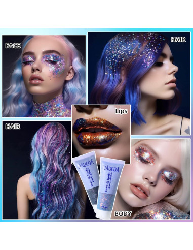 Gel de Brillo Corporal DAGEDA 48g - Holográfico Negro para Maquillaje