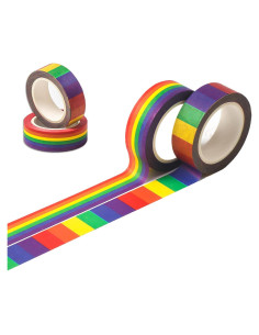 Cinta Washi Arcoíris DERAYEE - 4 Rollos Decorativos 11 Yards