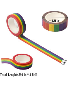 Cinta Washi Arcoíris DERAYEE - 4 Rollos Decorativos 11 Yards 2