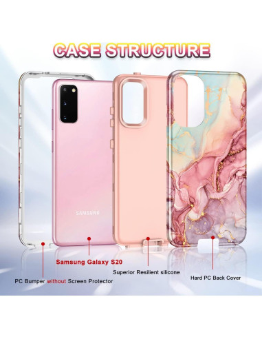 Funda Btscase para Samsung Galaxy S20 6.2" Patrón Mármol Oro Rosa