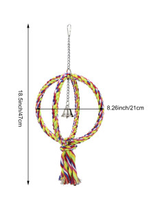 Percha de Cuerda para Aves Litewood 42cm Colorida con Anillos 2
