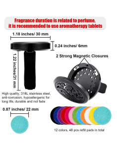 Difusor de Aceite Aromaterapia para Automóvil Tatuo 316L con 48 Almohadillas 2