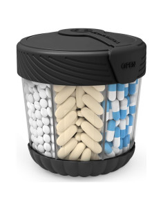 Organizador de Pastillas HIONXMGA Grande, Botella Negra para 7 Suplementos