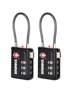 Candado de Equipaje TSA Brinks EPT34201 Negro - Combinación Reiniciable, Paquete de 2
