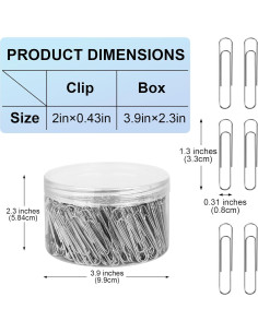 700 Clips de Papel Jumbo Joyberg Plateados 33 mm Reutilizables 2