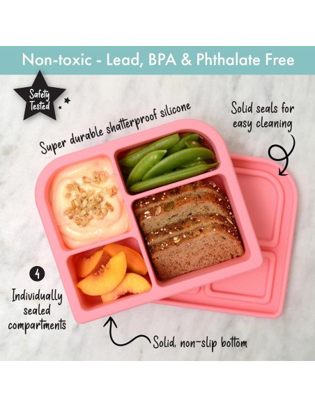 Caja Bento de Silicona PrimaStella 16 oz Rosa Coral - A prueba de Fugas