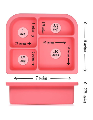 Caja Bento de Silicona PrimaStella 16 oz Rosa Coral - A prueba de Fugas