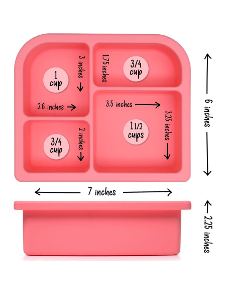 Caja Bento de Silicona PrimaStella 16 oz Rosa Coral - A prueba de Fugas