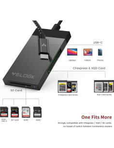 Lector de tarjetas 3-en-1 VELOGK CFexpress/XQD/SD 4.0 USB-C 2