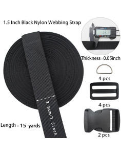 Correa de Nylon Negra ZHFMILY 13.72 m con Hebillas Ajustables 2