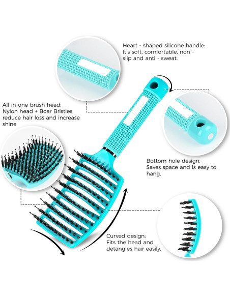 Cepillo Desenredante Mokasakiso para Cabello Rizado y Seco