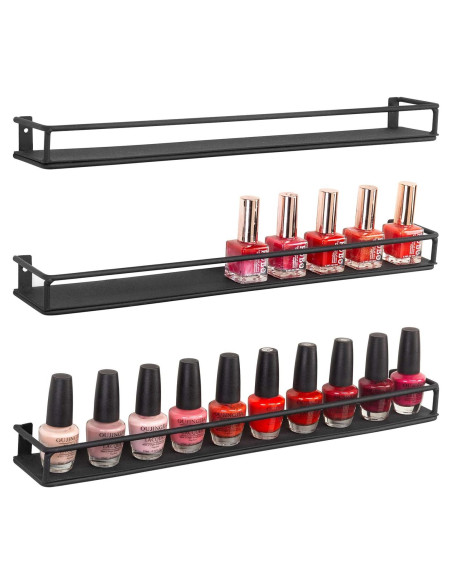 Juego de 3 Estantes de Metal Negro MyGift para Cocina y Cosméticos